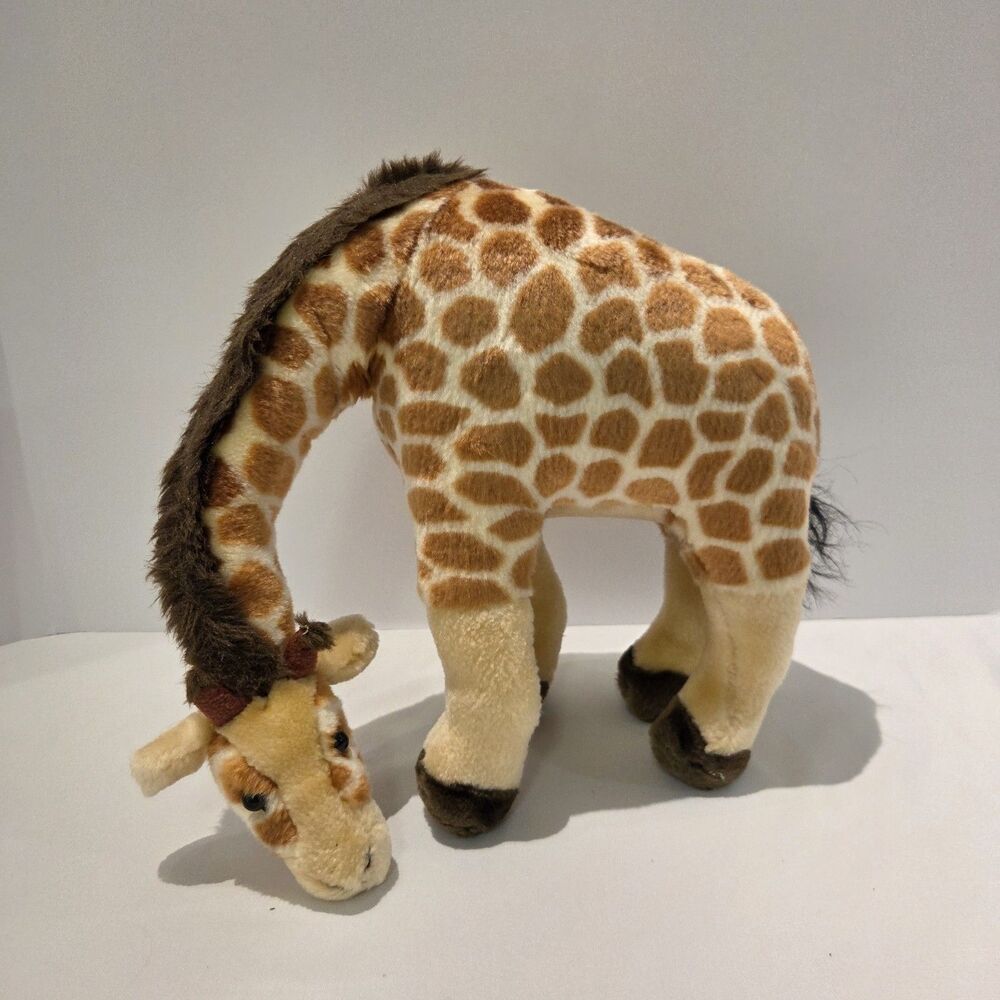 VTG 2001 K&M Int'l Realistic Giraffe Plush Stuffed Animal Orange Tan 11" HTF